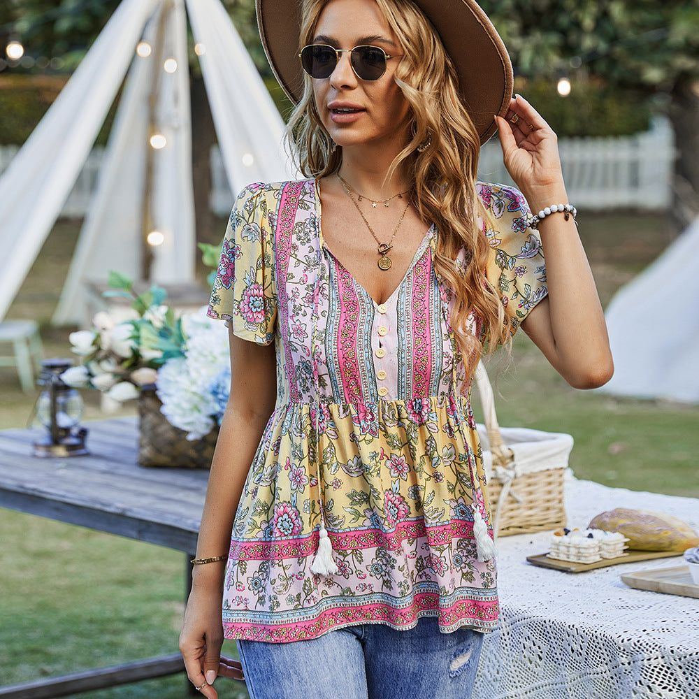 Fashion Women's Wear Bohemian Casual Vacation Style Top - Jointcorp