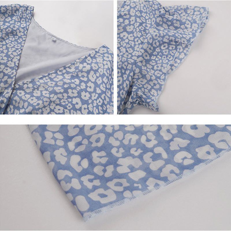 Summer Dresses Ruffle Cap Sleeve V Neck Belt Wrap Split Boho Floral Long Casual Party Beach Dress - Jointcorp