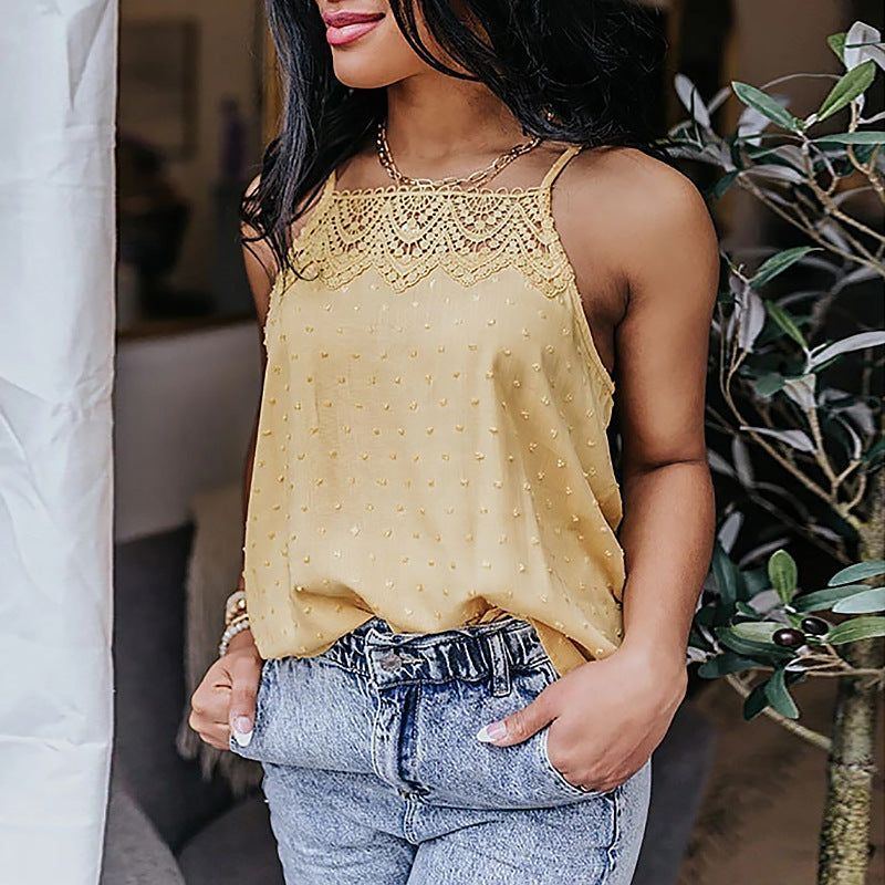 Summer New Solid Color Lace Stitching Casual Women's Top Camisole Women's - Jointcorp