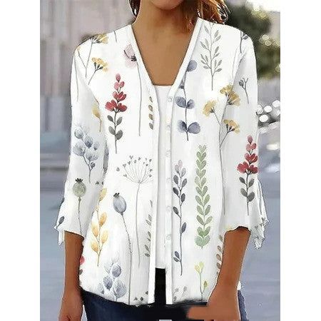 Printed Quarter Sleeved Cardigan Knit