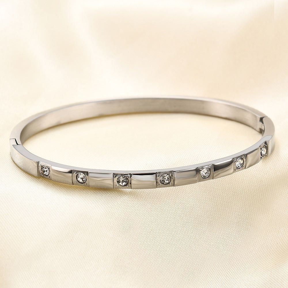 All-match Inlaid Zirconium Bracelet Fashion Couple Simple Bracelet - Jointcorp