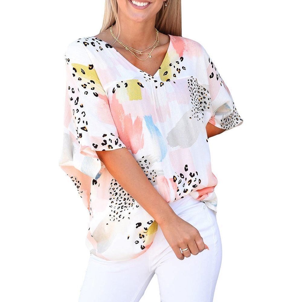 Women's Batwing Sleeve Loose V-neck Pullover Top - Jointcorp