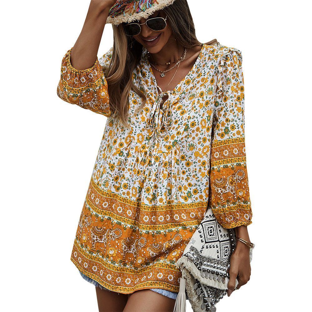 Women's Bohemian Style Top Printed Shirt - Jointcorp