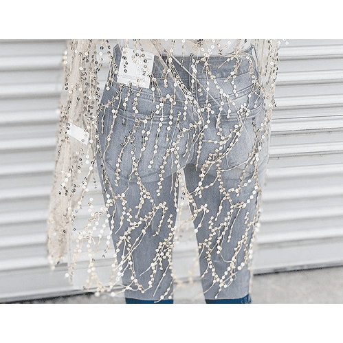 Sequined Transparent Mid-length Cardigan For Women Autumn - Jointcorp
