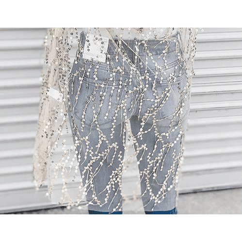 Sequined Transparent Mid-length Cardigan For Women Autumn