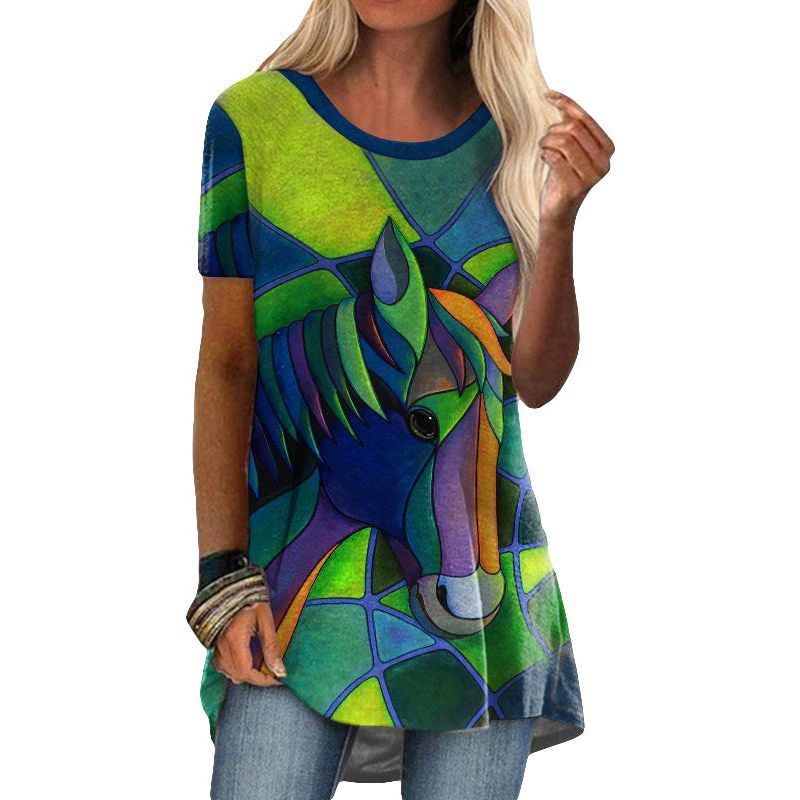 Crew Neck Casual Ethnic Style Vintage Print Short Sleeves T-shirt