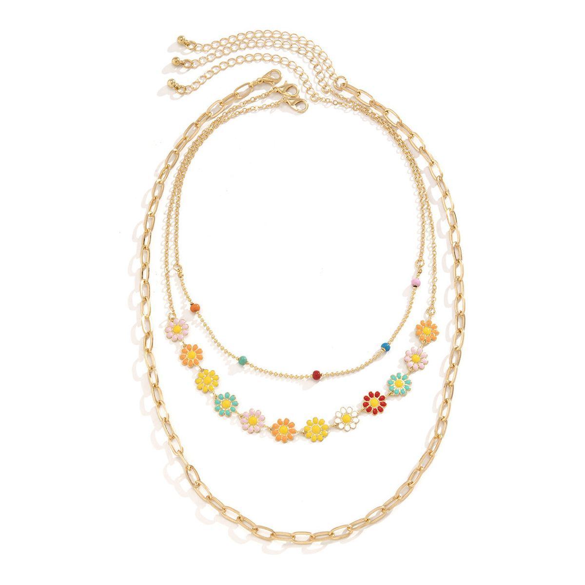 Retro Simple Ethnic Style Color Little Daisy Necklace - Jointcorp