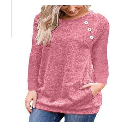 European And American New Loose Long Sleeve Top Round Neck Hem