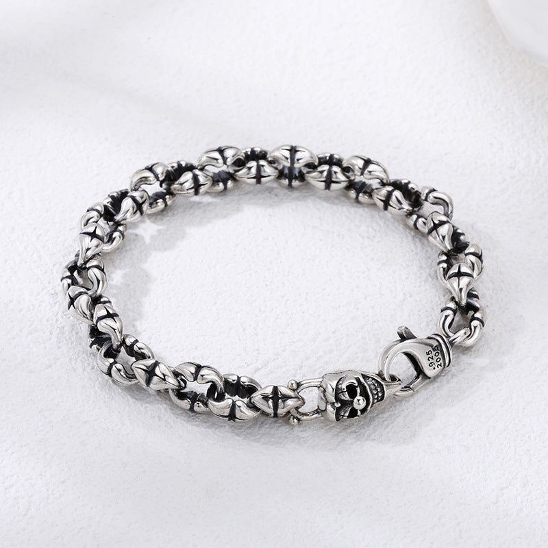 925 Sterling Silver Skull Thick Type Men's Bracelet - Jointcorp