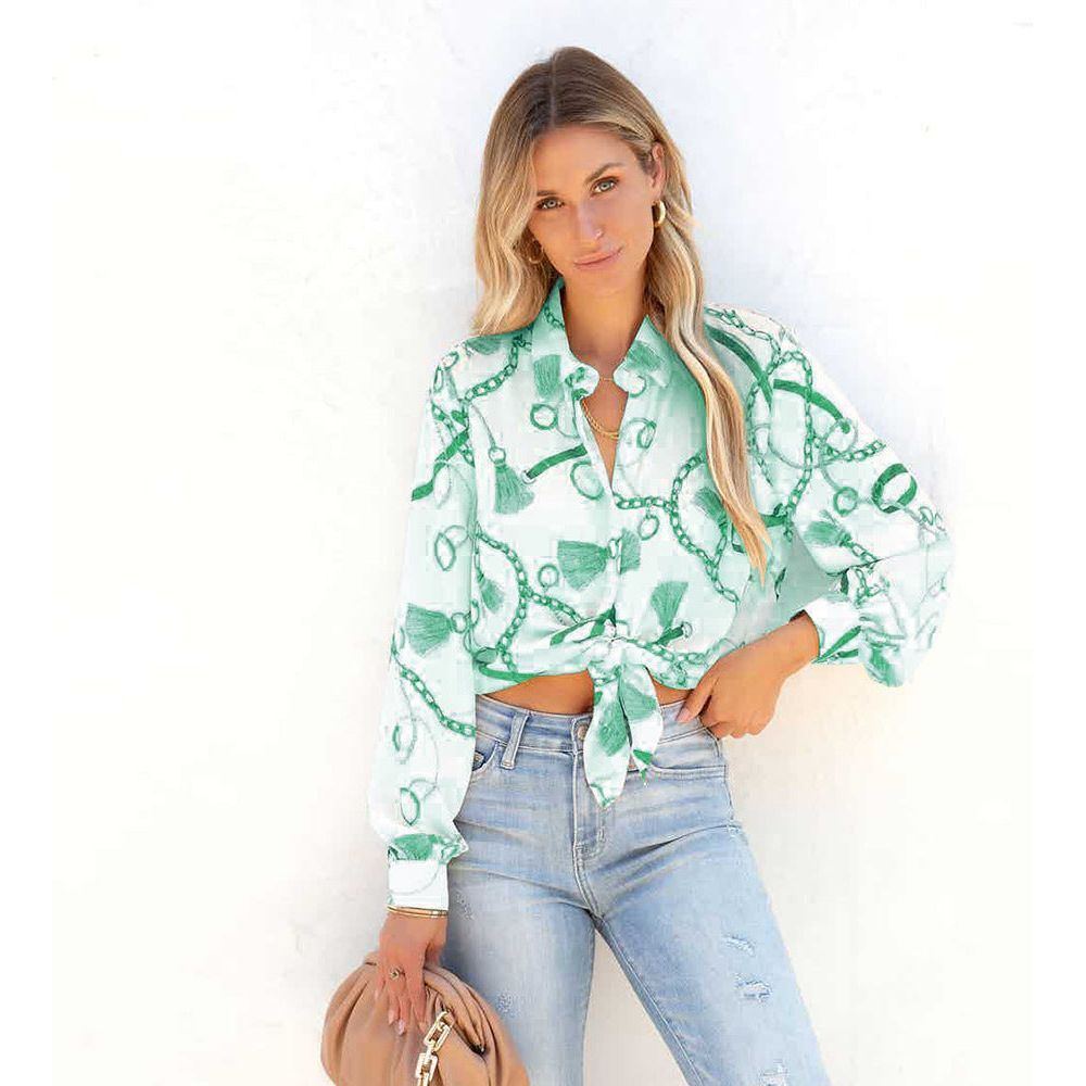 Fashion Printed Long Sleeve Cardigan Single Breasted Casual Shirt Women - Jointcorp