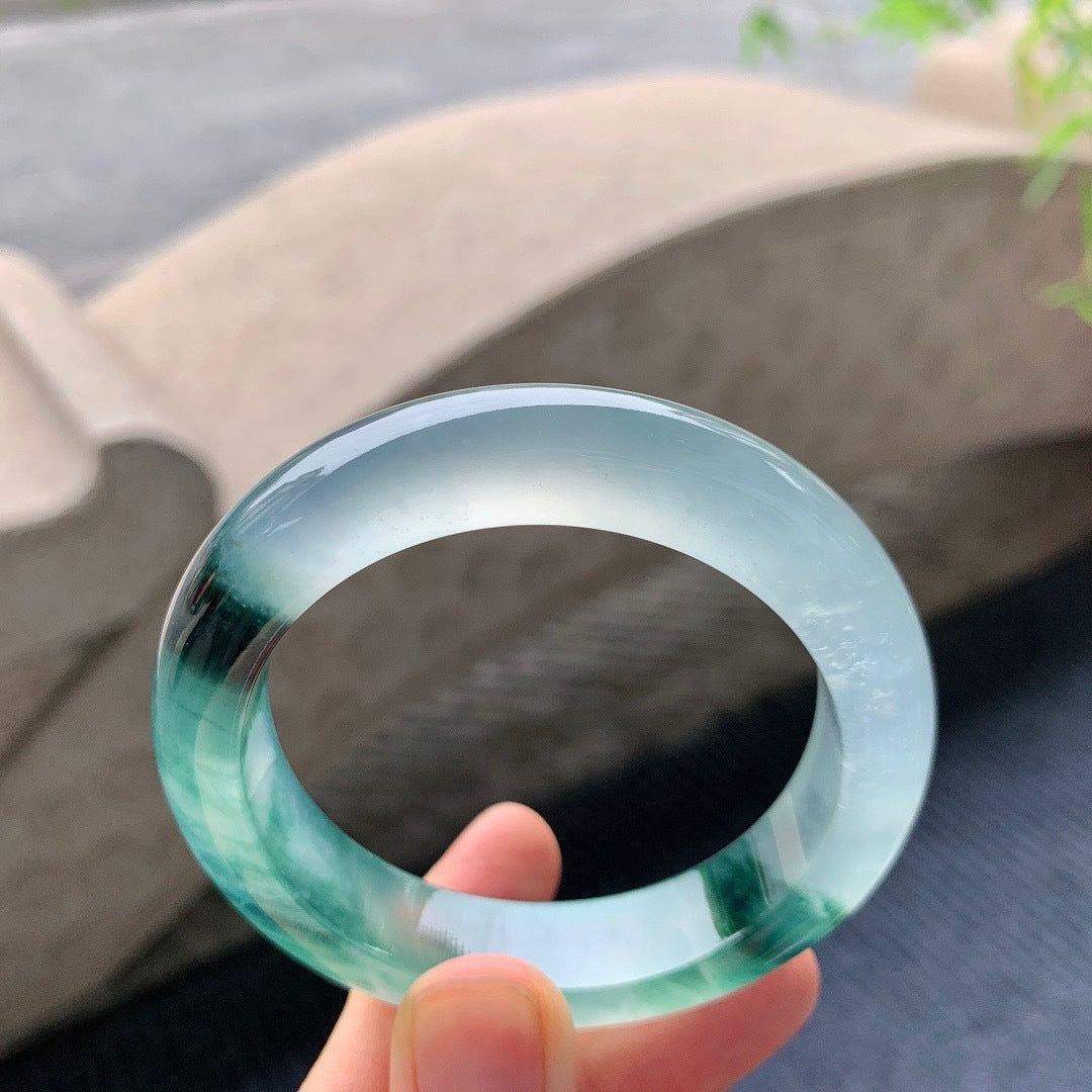 Natural Icy Floating Green Flower Jade Bracelet - Jointcorp