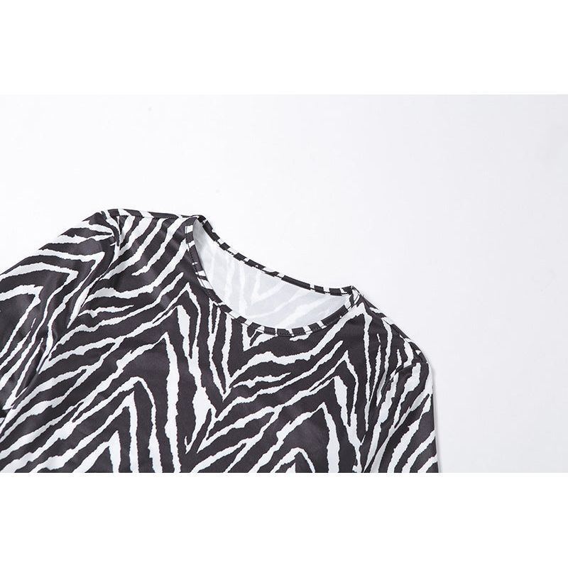 Striped Print Lace-up Short Tops For Women