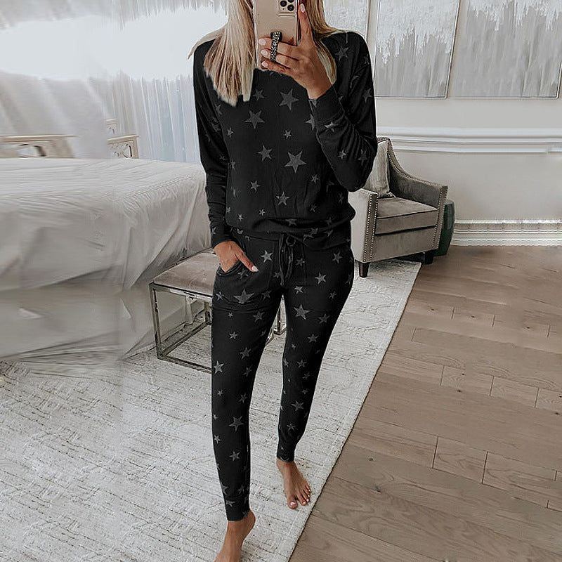 Printed Long-Sleeved Casual Home Service Suit Pajamas Women - Jointcorp