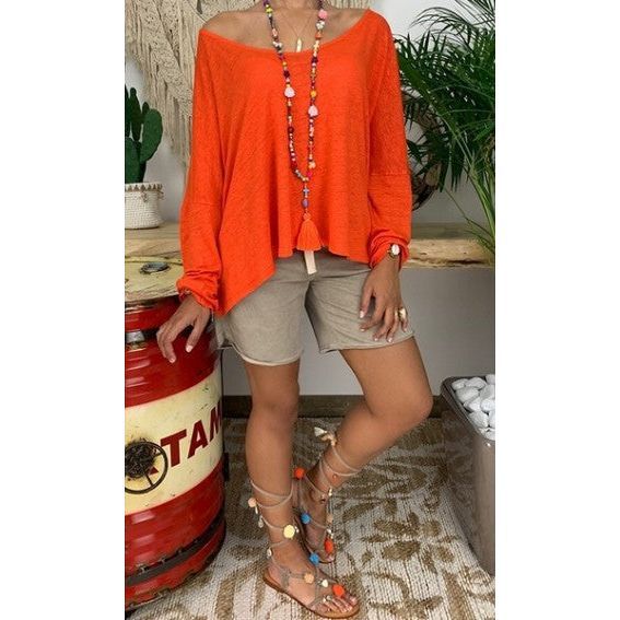 European And American Women's Clothing Solid Color Plus Size Versatile Loose Long Sleeves T-shirt