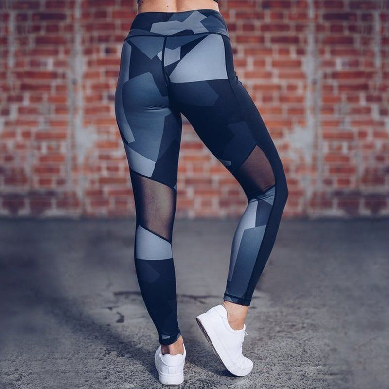 Digital printing mesh yoga leggings abdomen high waist yoga pants - Jointcorp