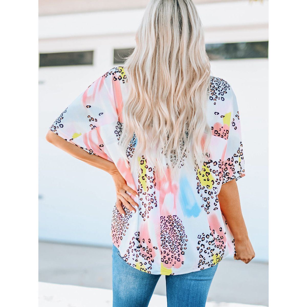 Women's Batwing Sleeve Loose V-neck Pullover Top - Jointcorp