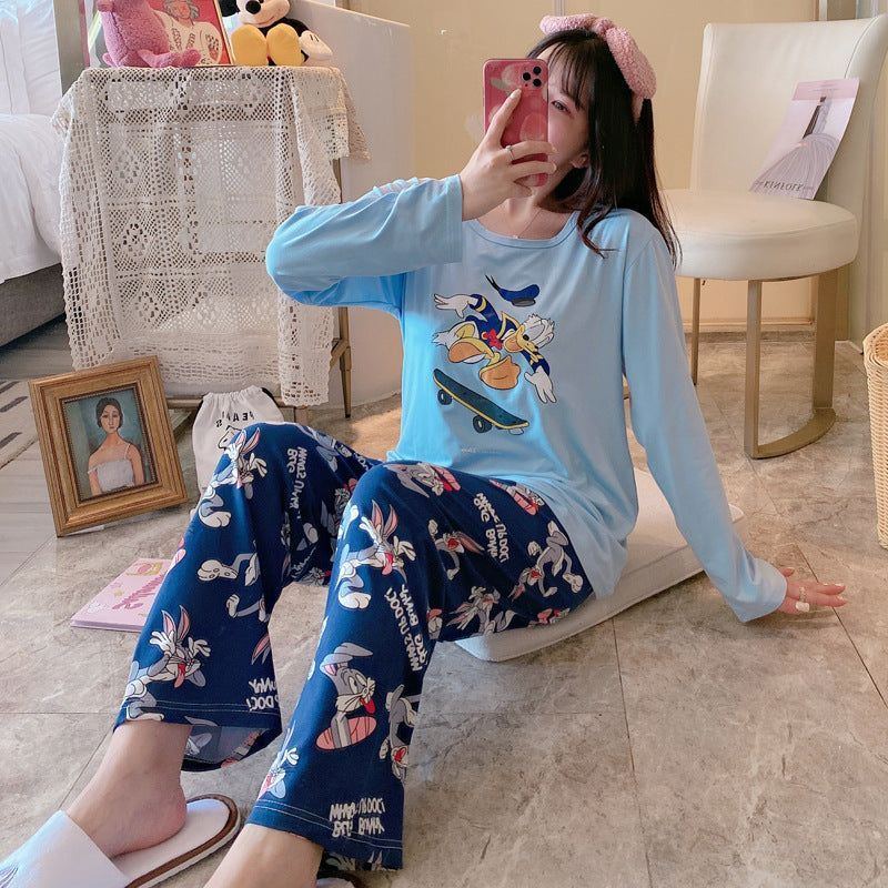 Pajamas Women Spring And Autumn Long-sleeved Trousers Cartoon - Jointcorp