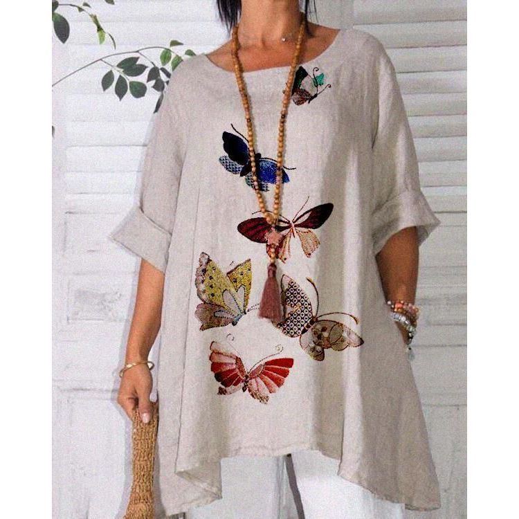 Women's Short Sleeve Round Neck Loose Large Size Printed T-shirt Top - Jointcorp