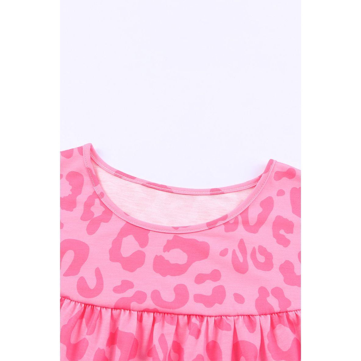Spring And Summer Rose Red Leopard Print Printed Pullover