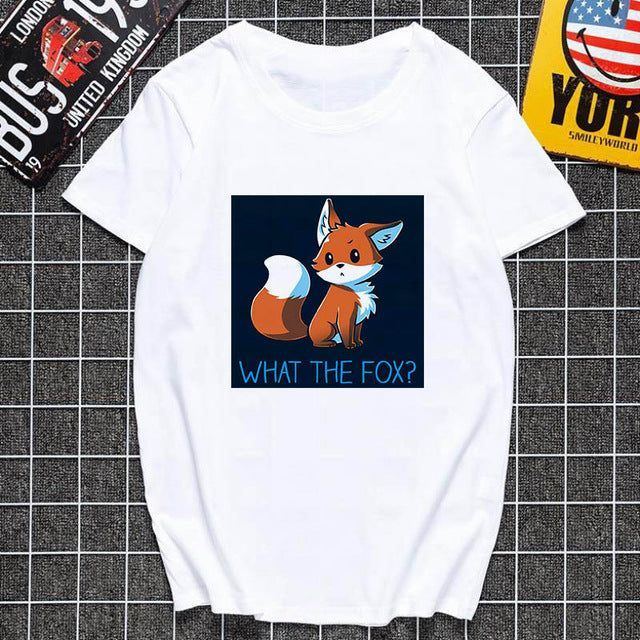 Cute fox printed T shirt Women Harajuku Tshirt Thin section