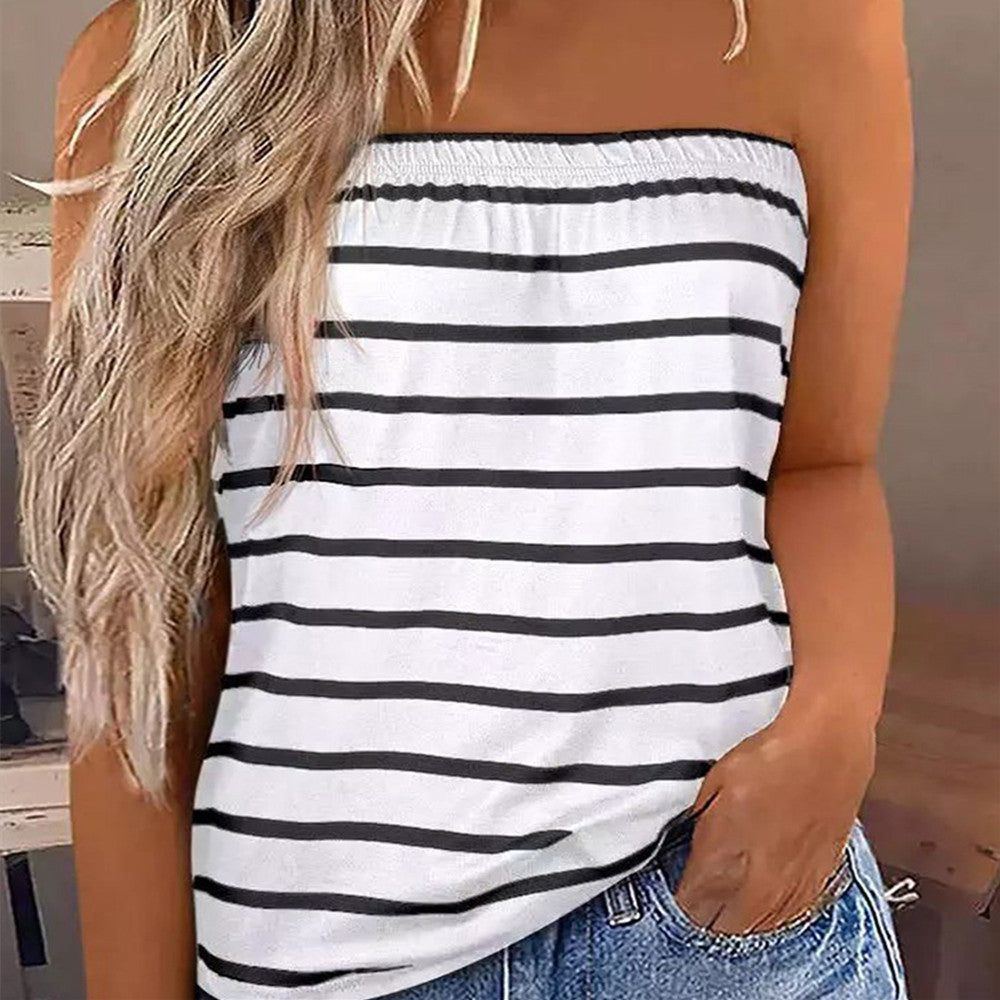 Fashion Striped Off Shoulder Vest