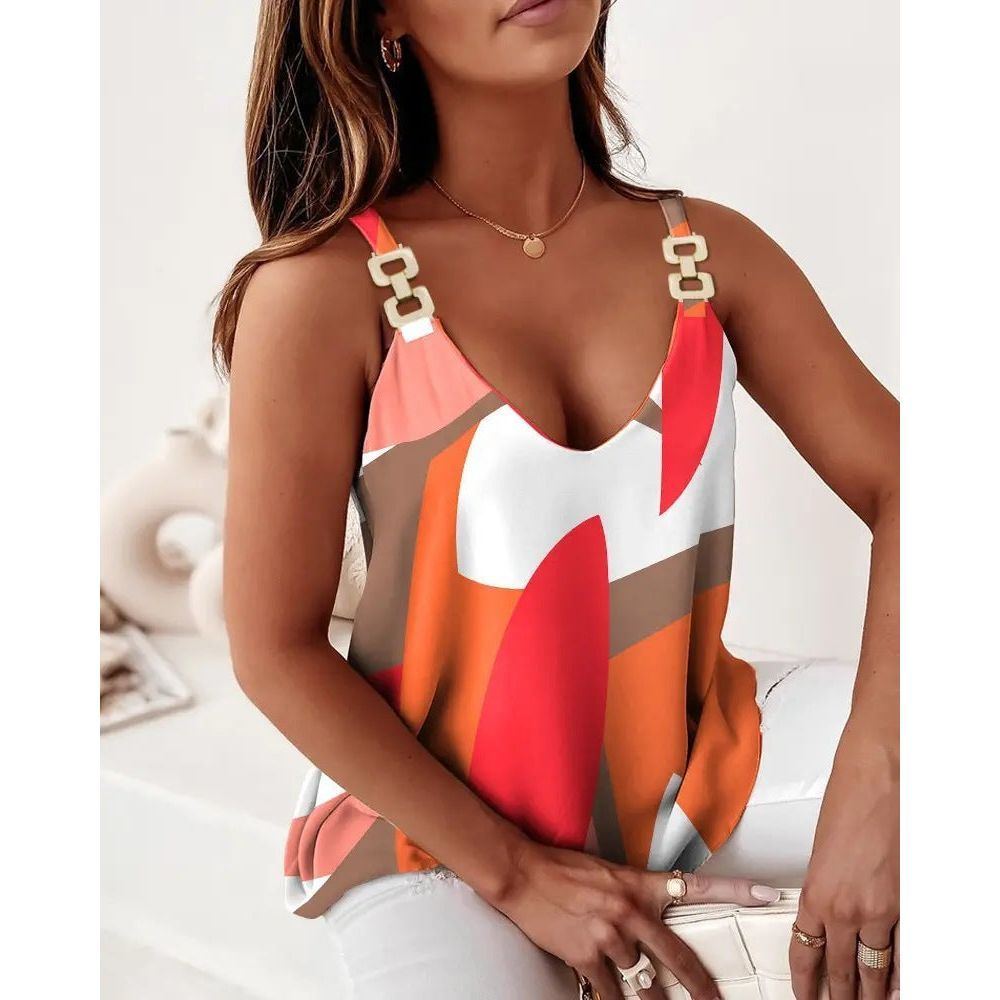 Sleeveless Chain Sling Printed For Women