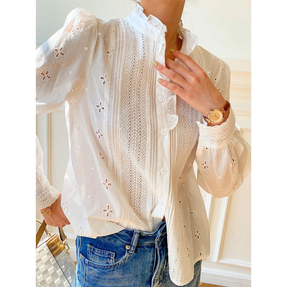 Women's Design Sense French Shirt Solid Color - Jointcorp