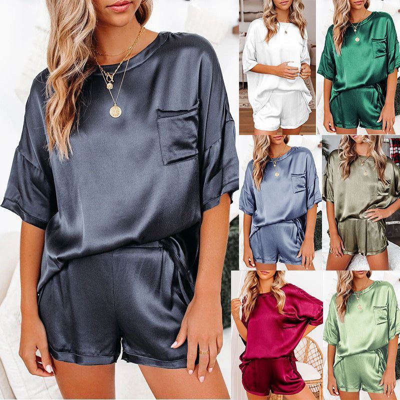 Imitation Silk Pajamas Home Service Short-Sleeved Shorts Suit - Jointcorp
