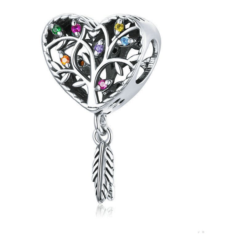 Heart-Shaped Tree Of Life Beaded S925 Sterling Silver - Jointcorp