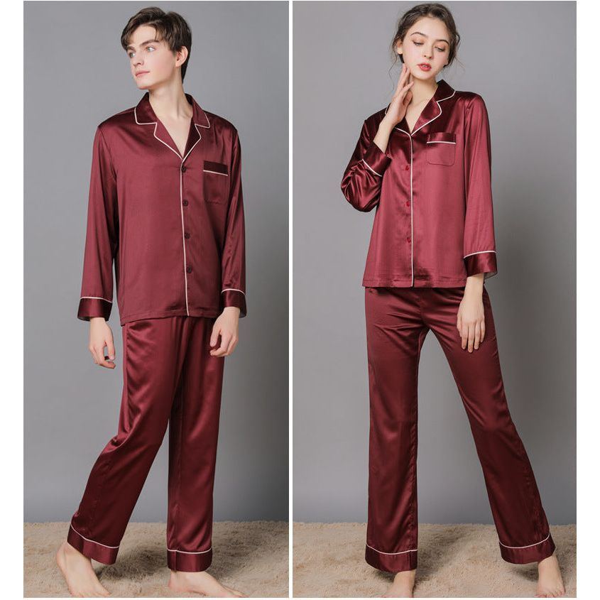 Silk Couple Pajamas And Home Wear Long-Sleeved Suit - Jointcorp