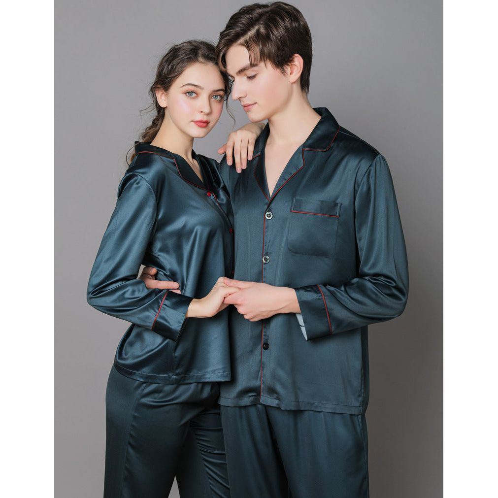 Silk Couple Pajamas And Home Wear Long-Sleeved Suit - Jointcorp
