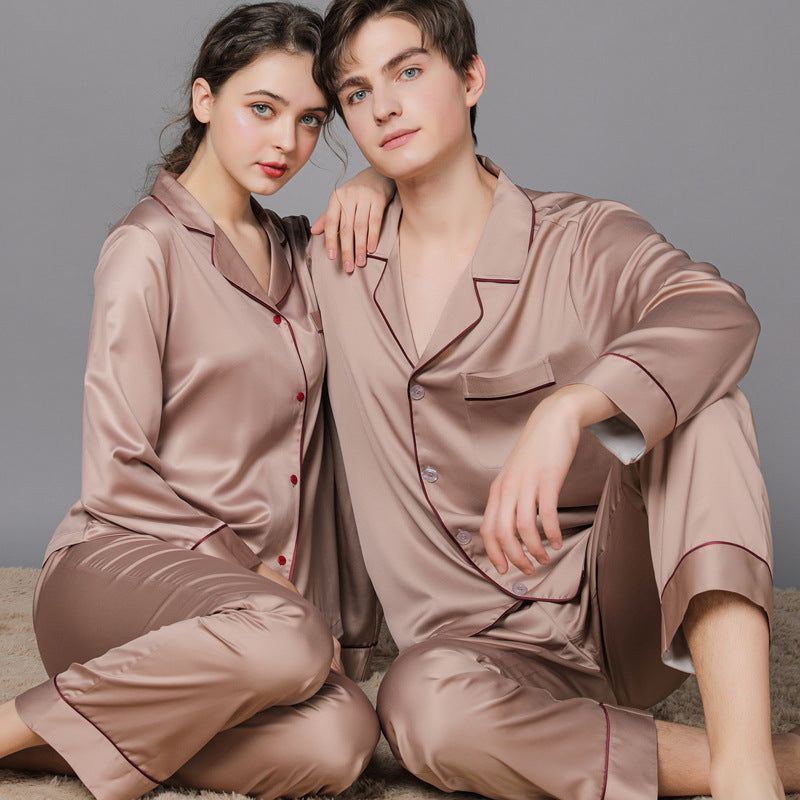 Silk Couple Pajamas And Home Wear Long-Sleeved Suit - Jointcorp