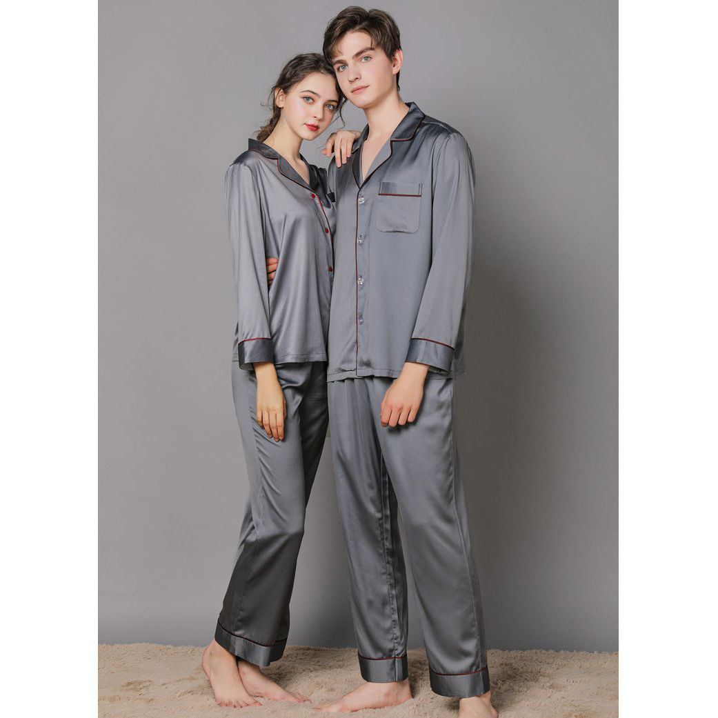Silk Couple Pajamas And Home Wear Long-Sleeved Suit - Jointcorp