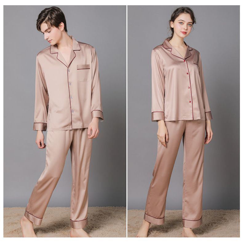 Silk Couple Pajamas And Home Wear Long-Sleeved Suit - Jointcorp