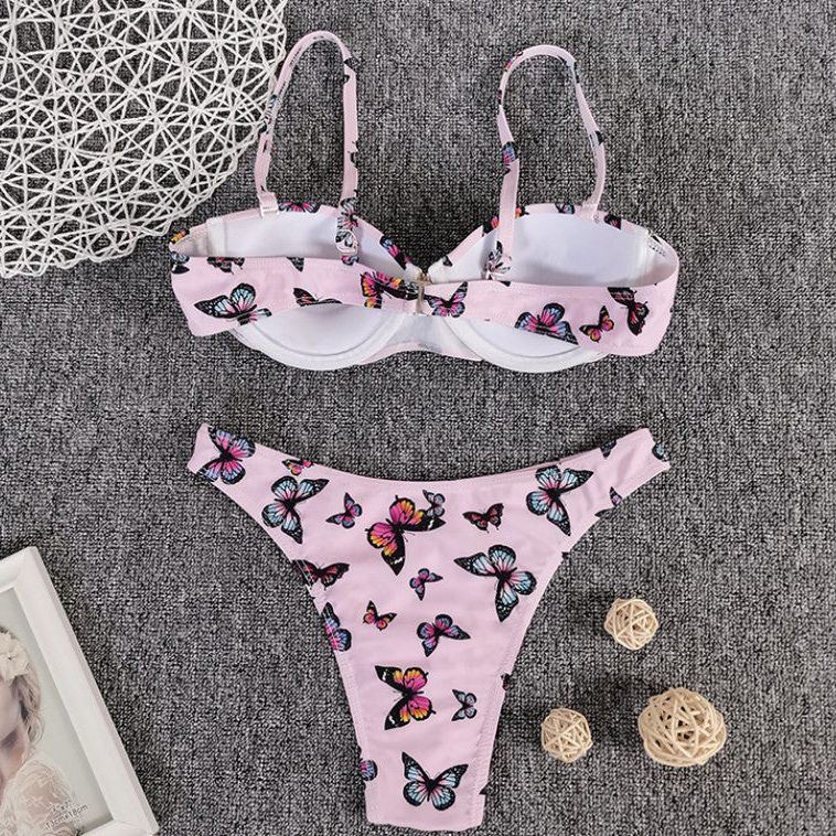 Bikini Sexy Butterfly Print Bikini High Quality Hard Bag Swimsuit Women