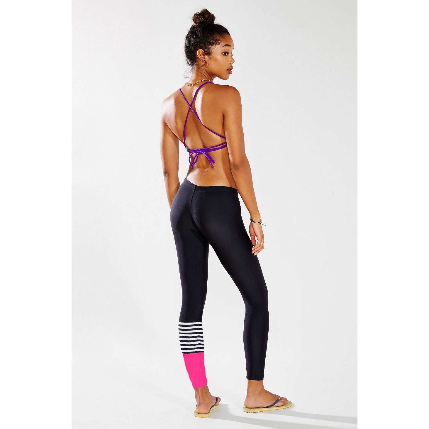 Summer Leggings And Striped Stretch Sports Leggings Yoga Cropped Pants - Jointcorp