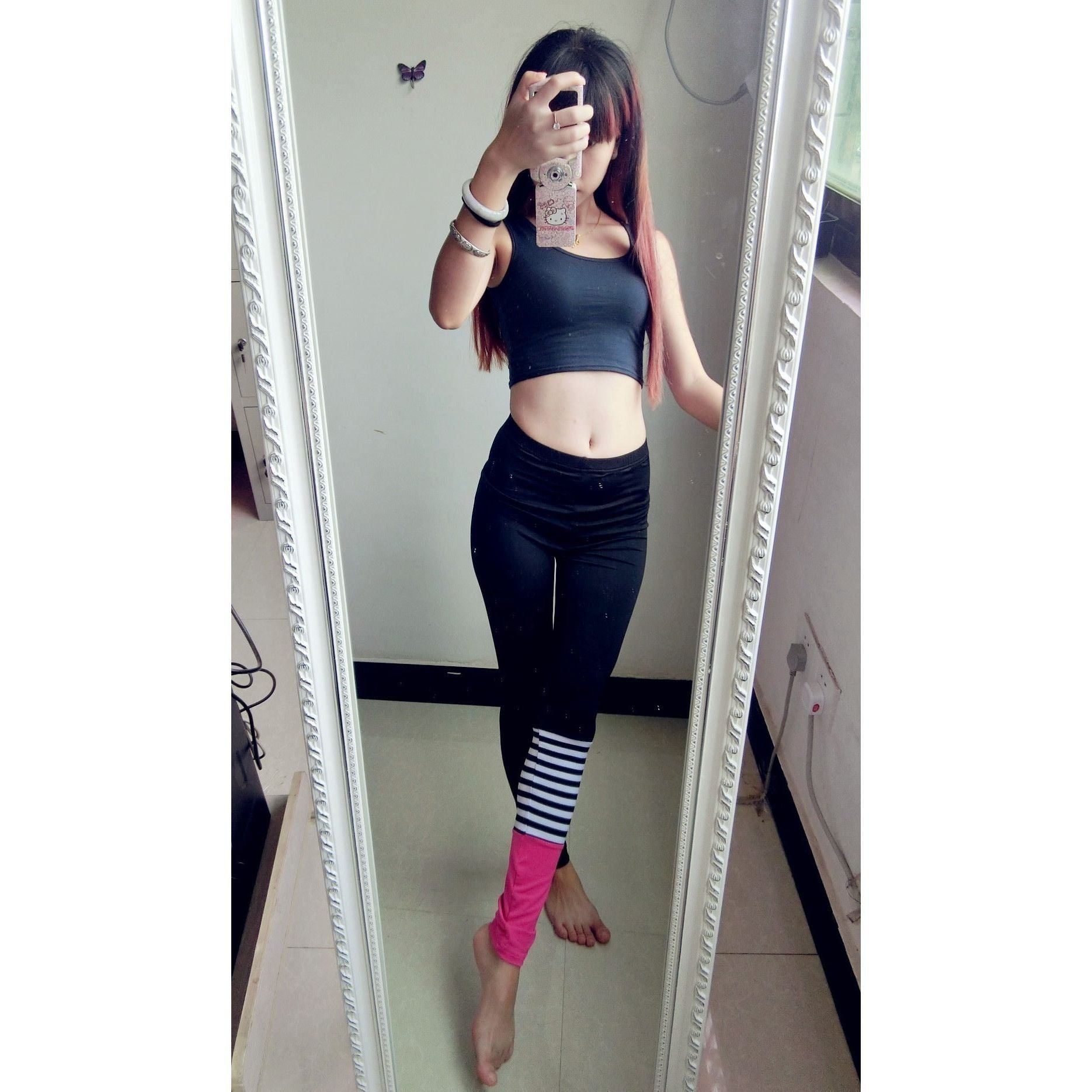 Summer Leggings And Striped Stretch Sports Leggings Yoga Cropped Pants - Jointcorp