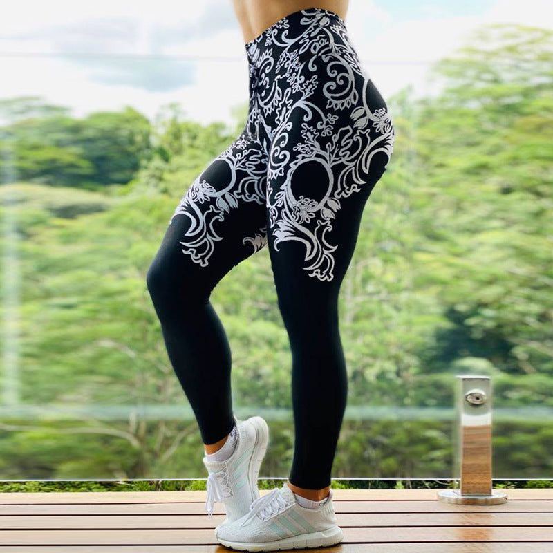 New Printed Sports Leggings Running Tights Yoga Pants Women Stretch Pants - Jointcorp