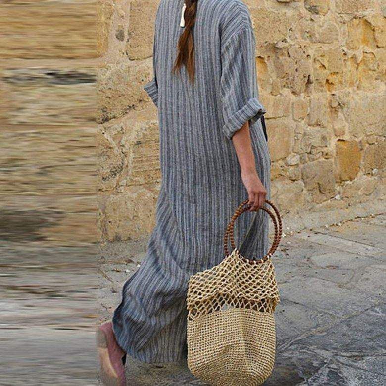 Women Long Striped Casual Loose Maxi Dresses - Jointcorp