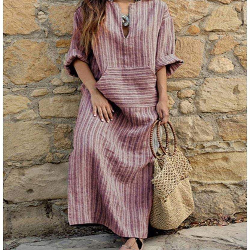 Women Long Striped Casual Loose Maxi Dresses - Jointcorp
