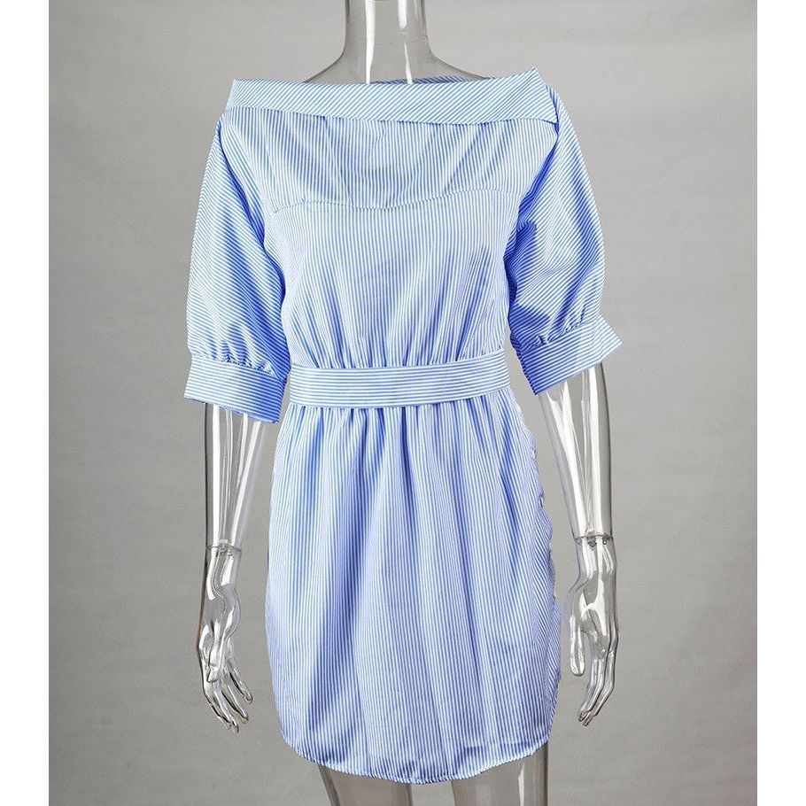 Summer Sexy Dress Women Shoulder Dresses Striped dress - Jointcorp