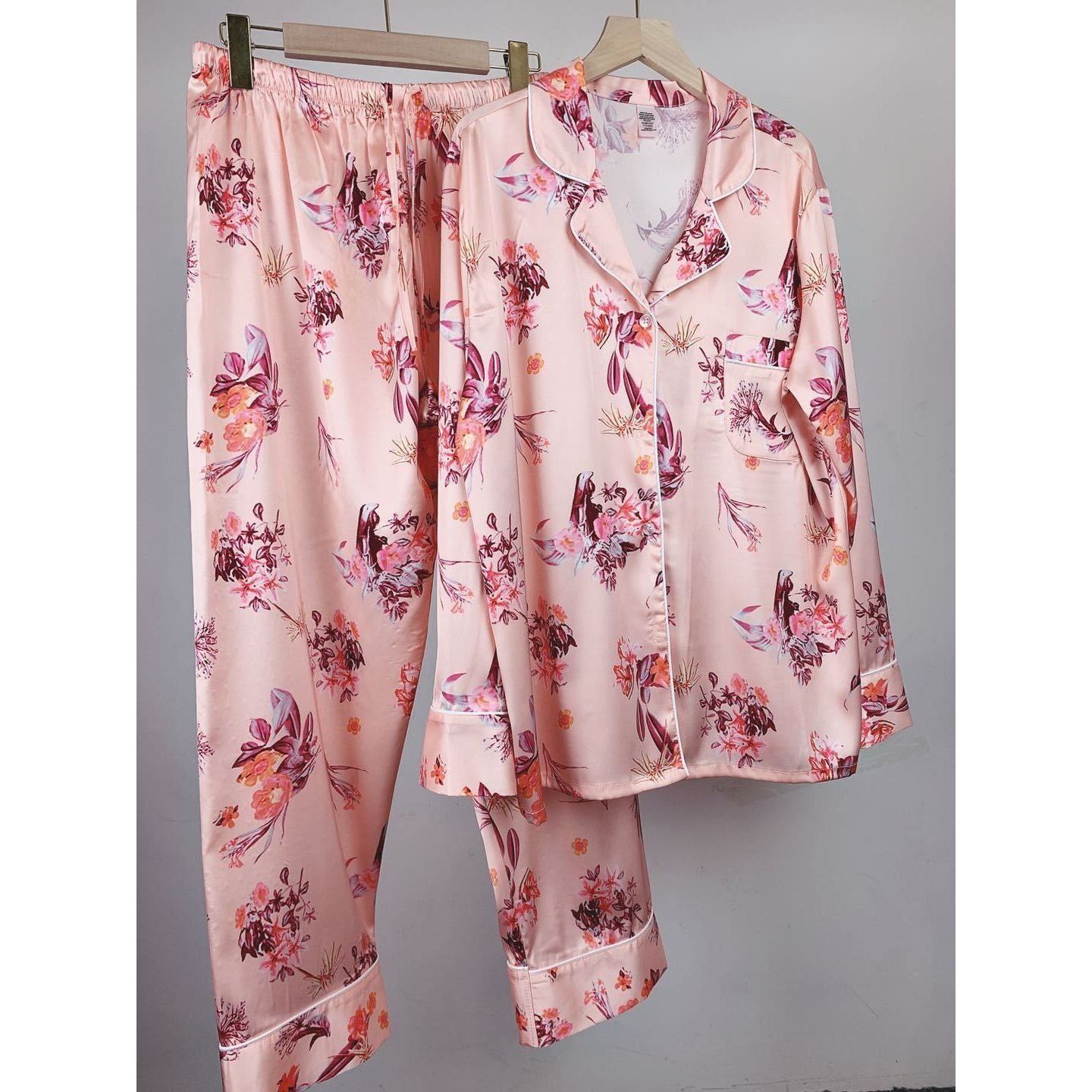 Imitation Ice Silk Pajamas Women Spring And Autumn Long-sleeved Trousers - Jointcorp