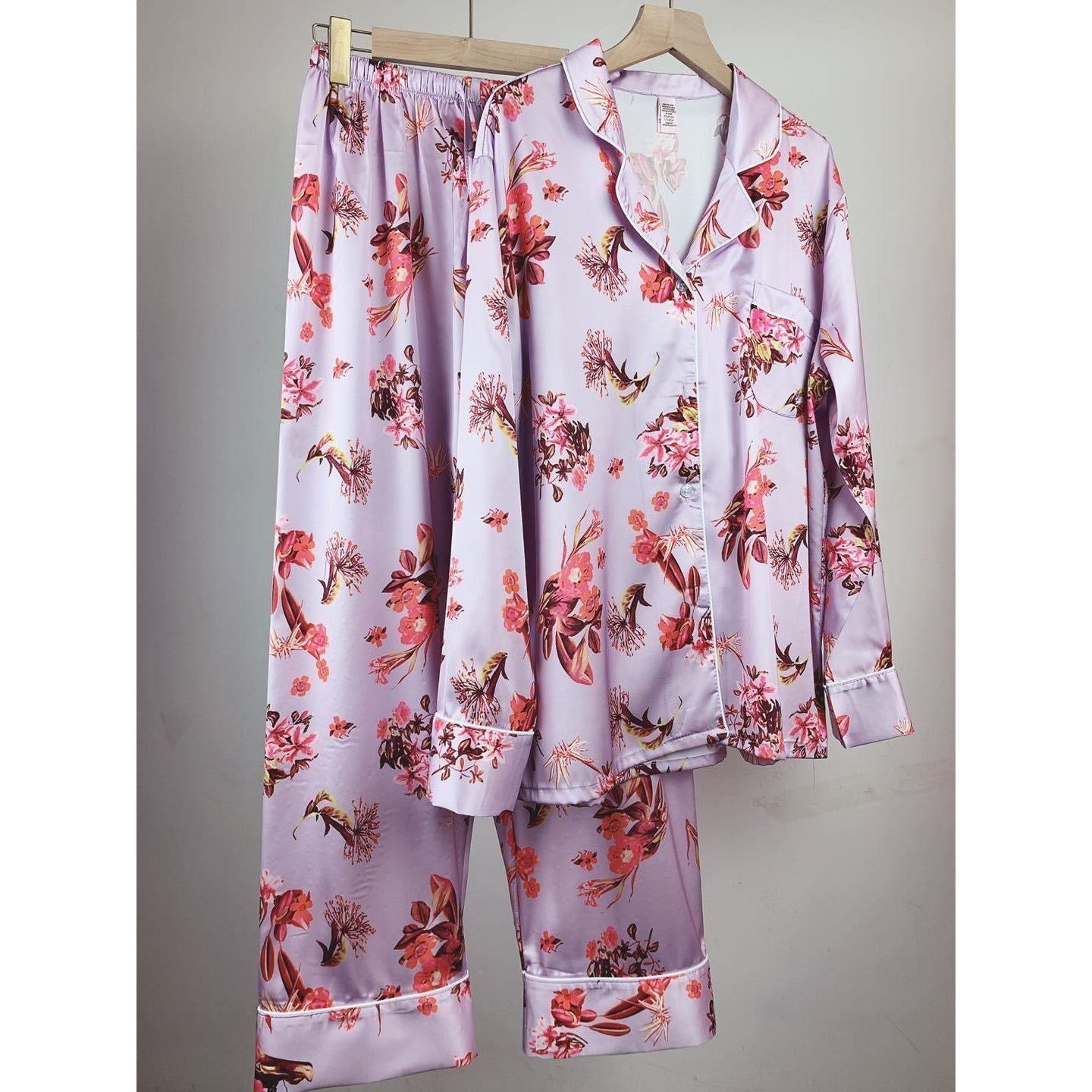 Imitation Ice Silk Pajamas Women Spring And Autumn Long-sleeved Trousers - Jointcorp