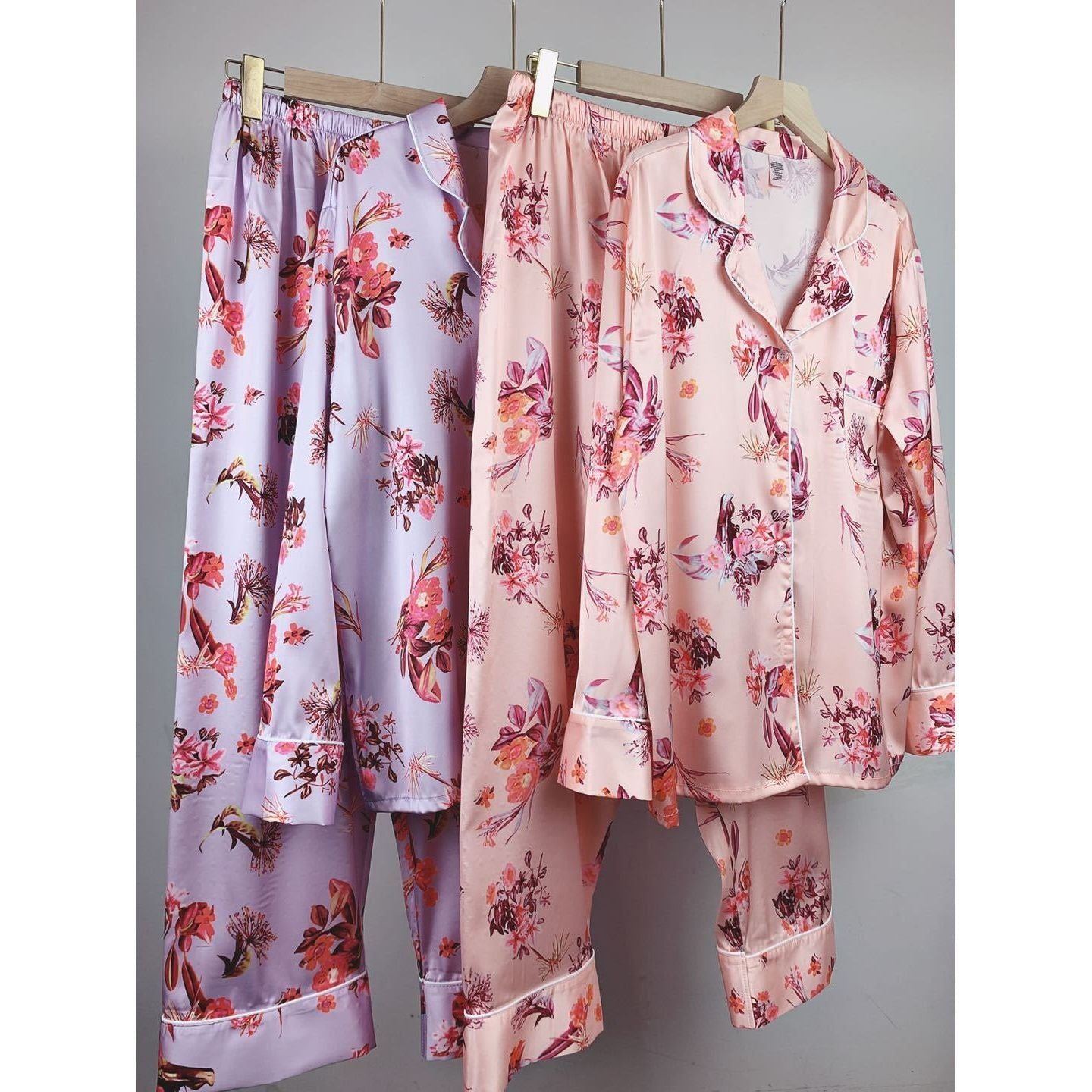 Imitation Ice Silk Pajamas Women Spring And Autumn Long-sleeved Trousers - Jointcorp