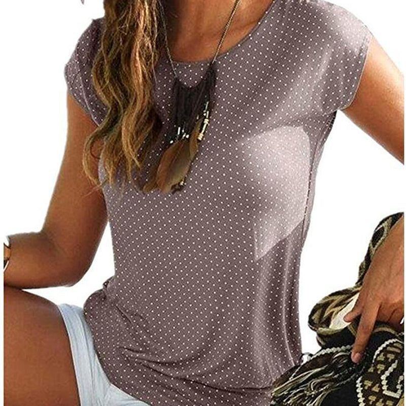 Vintage Polka Dot Print Summer TShirt For Women Short Sleeve