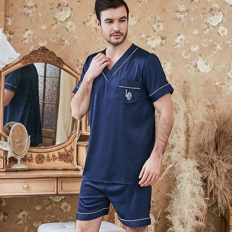 Simulation Silk Couple Pajamas Short Sleeves - Jointcorp