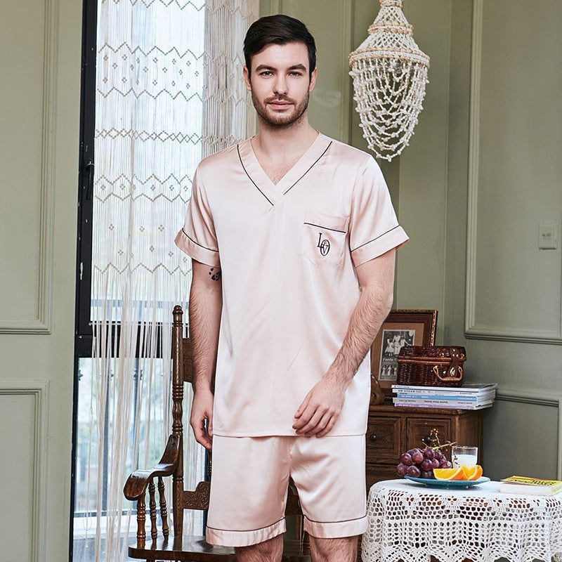 Simulation Silk Couple Pajamas Short Sleeves - Jointcorp