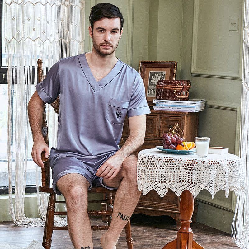 Simulation Silk Couple Pajamas Short Sleeves - Jointcorp