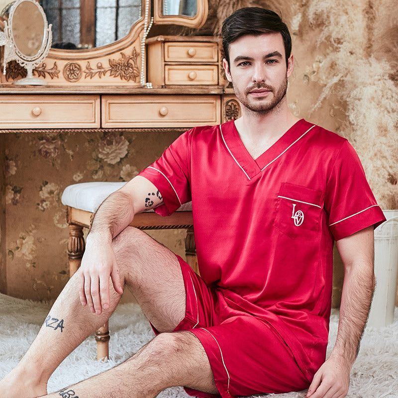 Simulation Silk Couple Pajamas Short Sleeves - Jointcorp