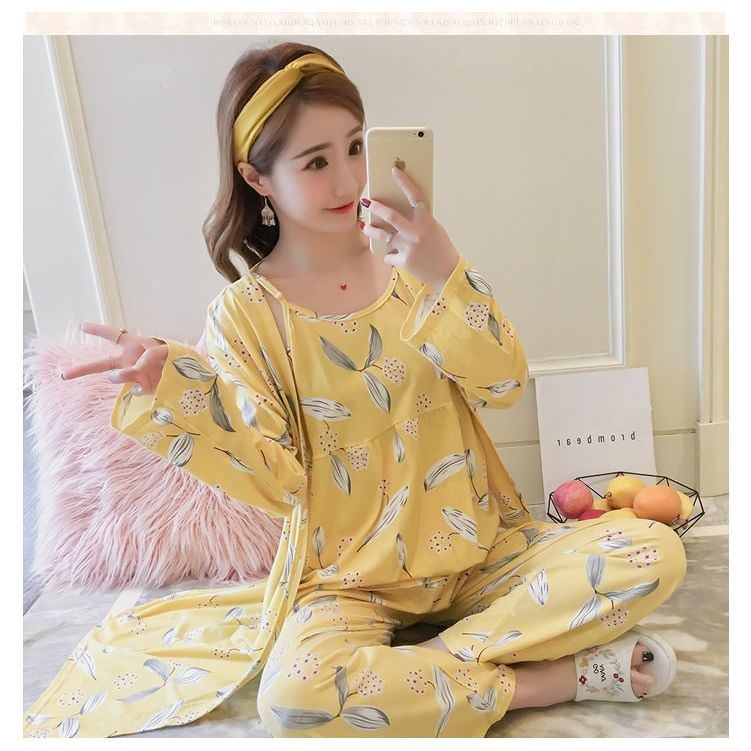 Korean Style Pajamas Women Autumn Milk Silk Long Sleeves Japanese Style